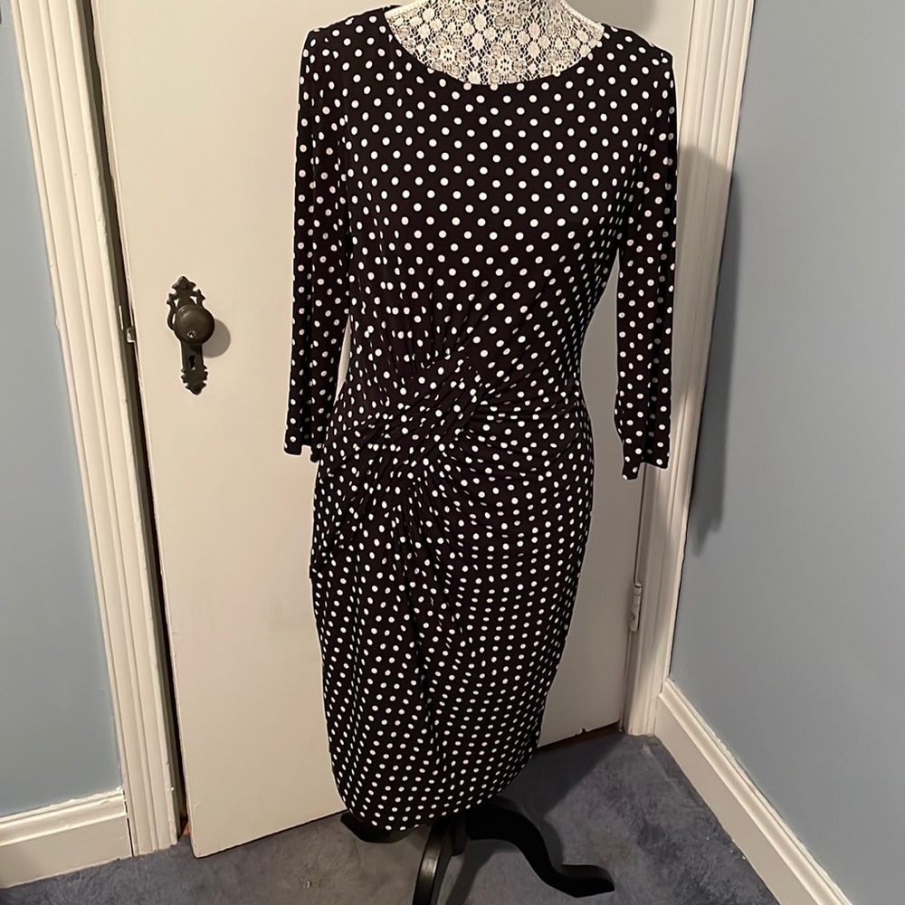 ⭐️Host Pick⭐️ Vintage Adrianna Papell Black & white polka dotted dress size 8